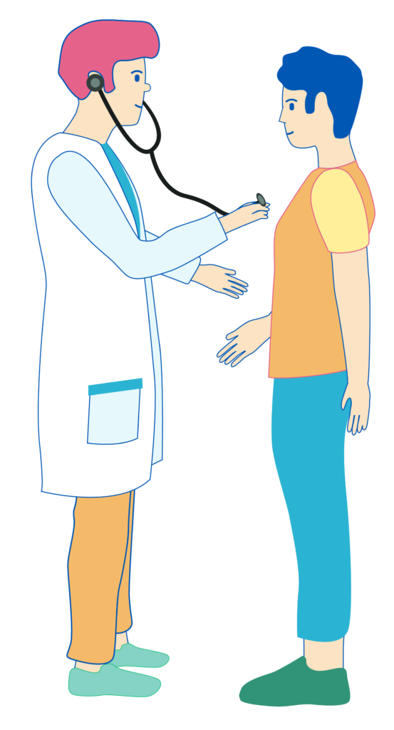Un médecin examinant son patient
